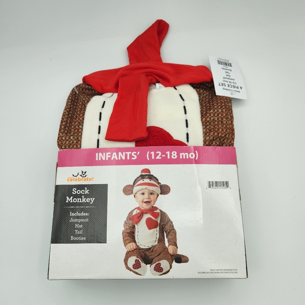 Sock Monkey Infant Costume 12-18 Months Halloween Dress‎ Up
